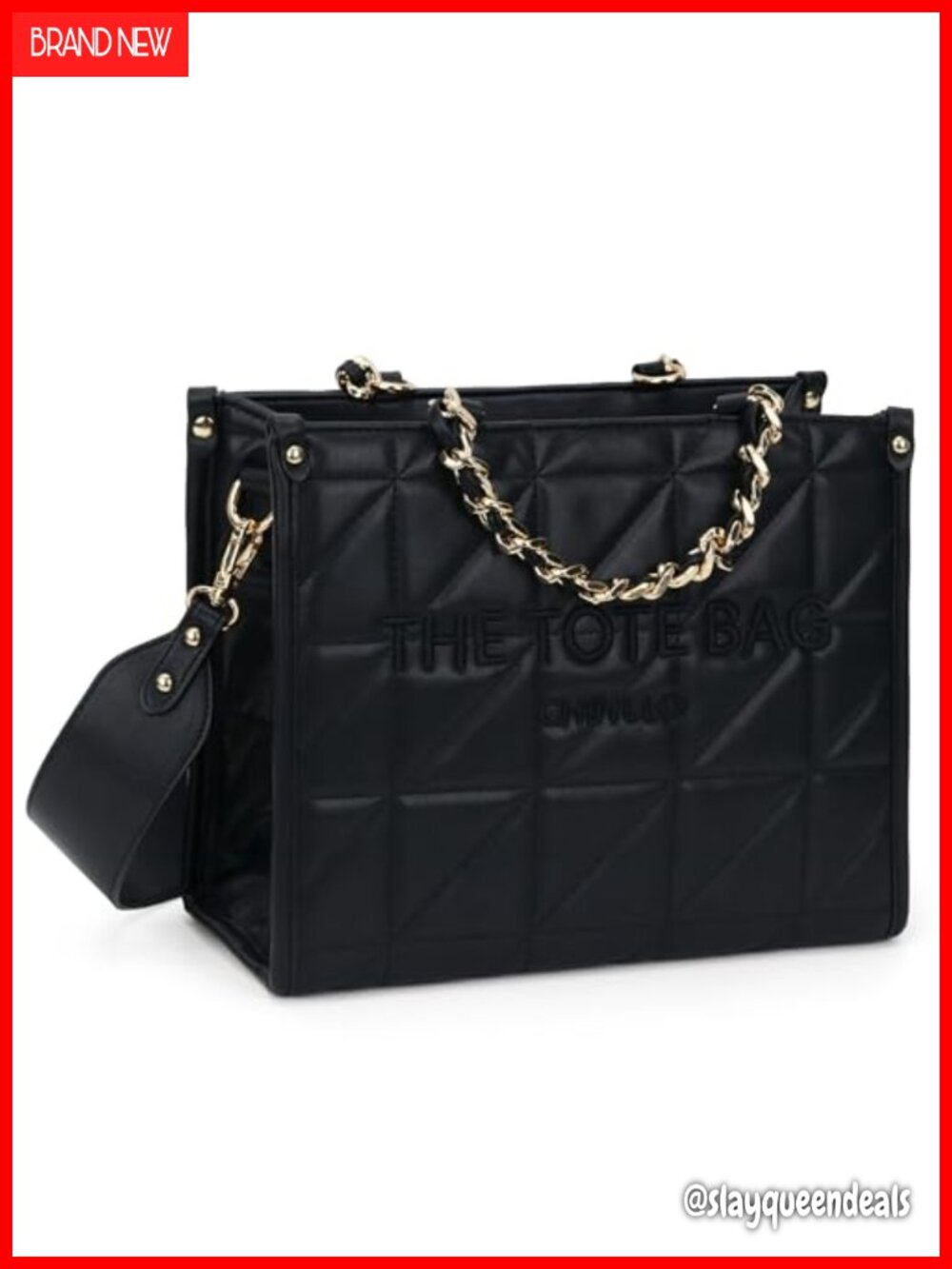 Quilted Faux Leather Tote Bag Satchel Purse with Detachable Shoulder Strap